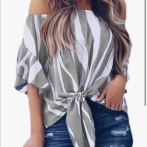 Striped off the shoulder blouse